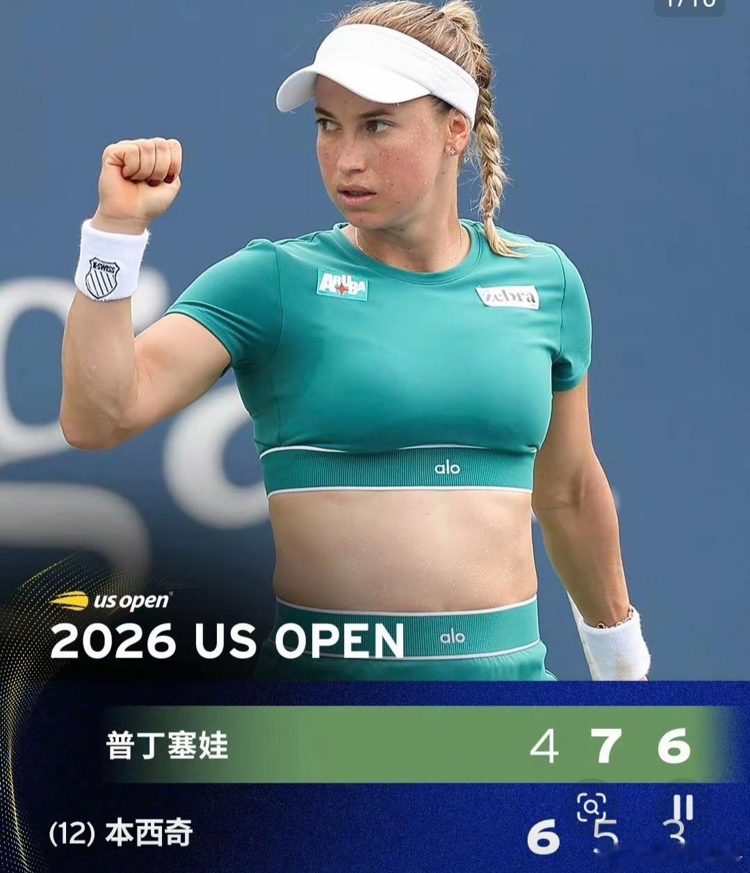 #本西奇美网首轮出局#大冷门！本西奇美网首轮遭逆转出局，郑钦文次轮对手锁定普丁塞娃！
 
2026美网女单首轮爆出开赛最大冷门，12号种子、奥运金牌得主本西奇，在6‑4先下一城、次盘2‑0领先的大好局面下，被世界第84位普丁塞娃完成惊天逆转，比分4‑6/7‑5/6‑3，止步首轮。
 
普丁塞娃拿下胜利闯入第 ​