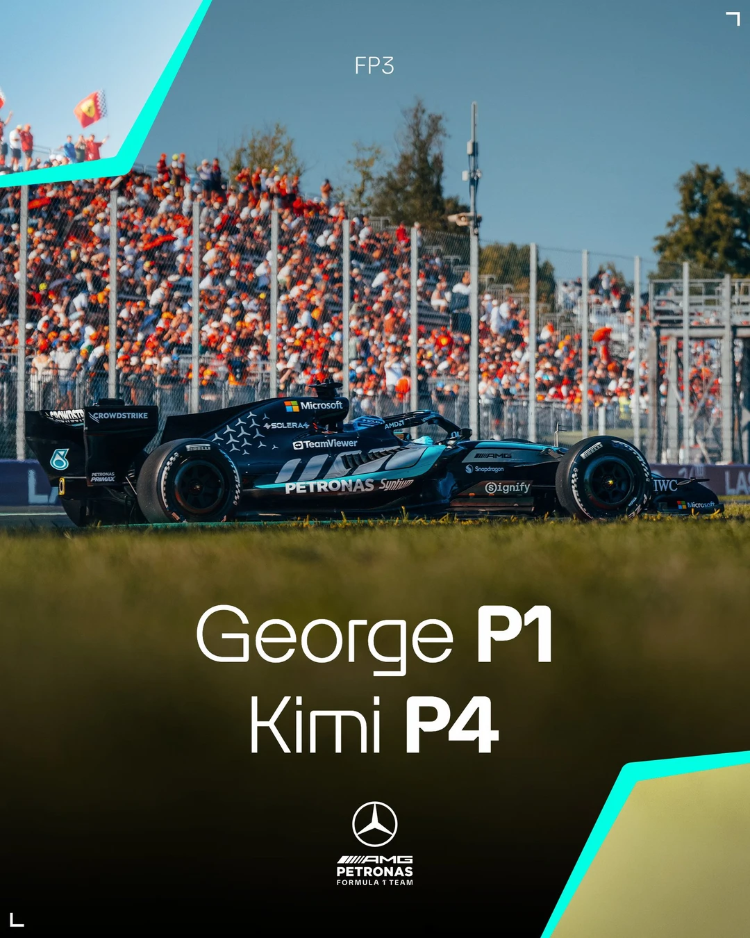 2026赛季F1意大利🇮🇹大奖赛 FP3结束🔚
梅赛德斯车队车手拉塞尔排在