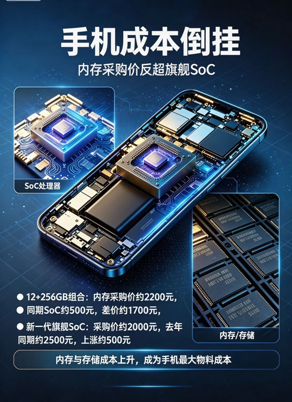 手机成本倒挂⚠️内存比旗舰处理器还贵了