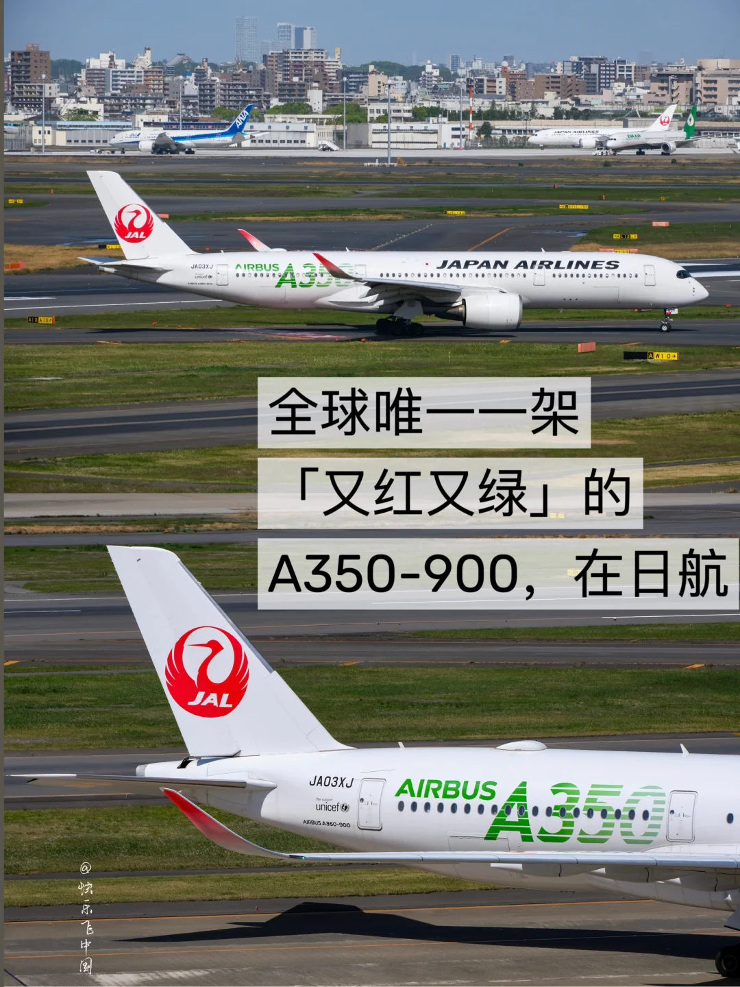 全球唯一一架「又红又绿」的A350-900，在日航