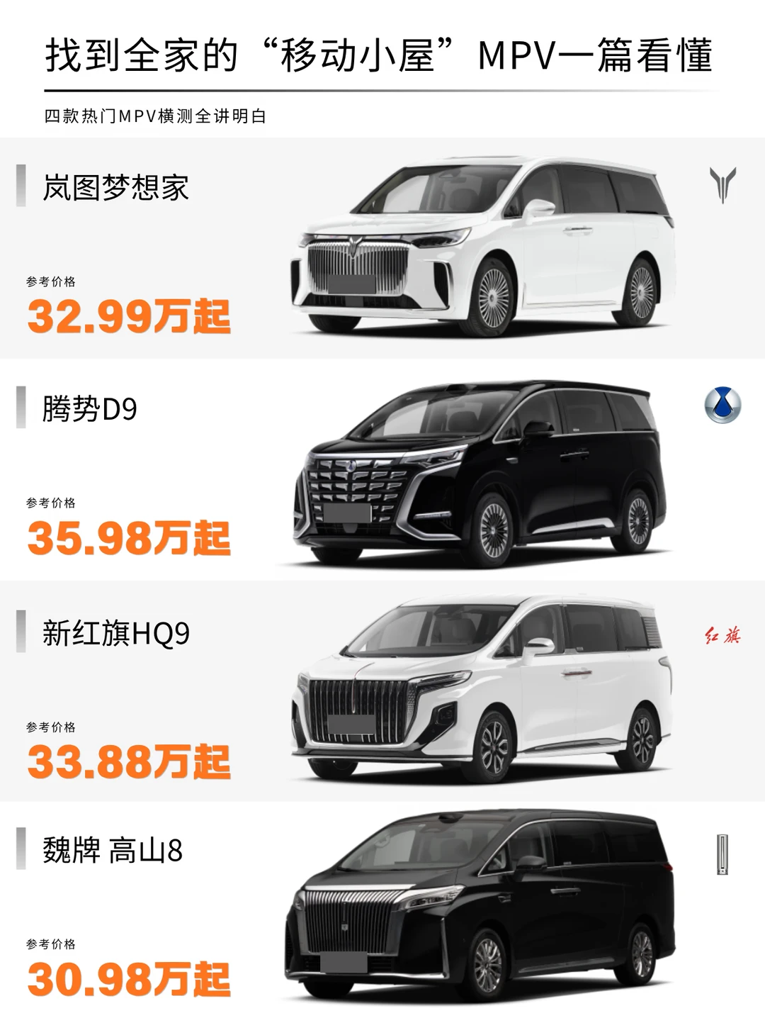 高端MPV对比：找到全家的移动小屋？码住！
