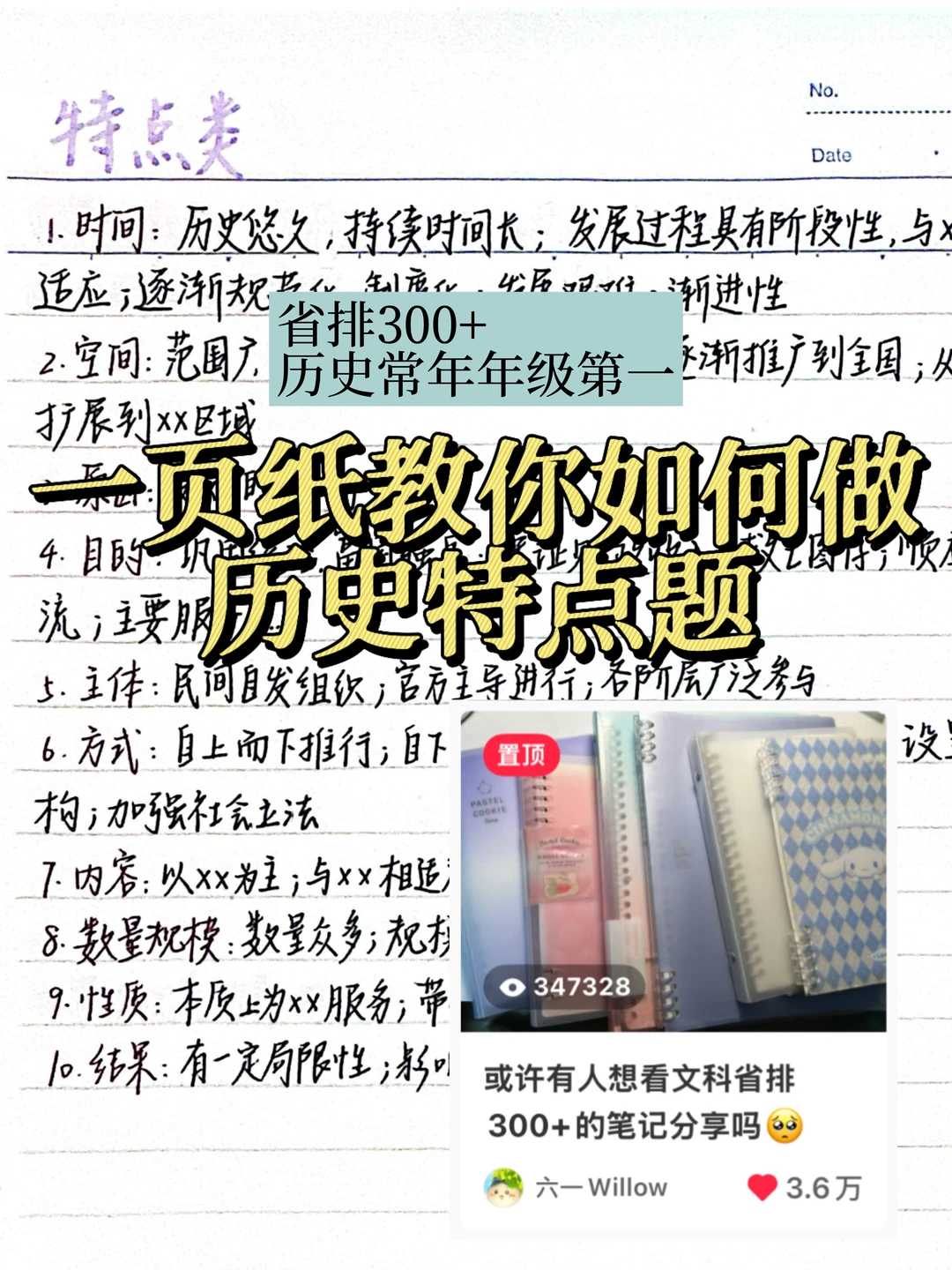 省排300+｜一页纸解决高中历史特点类题目