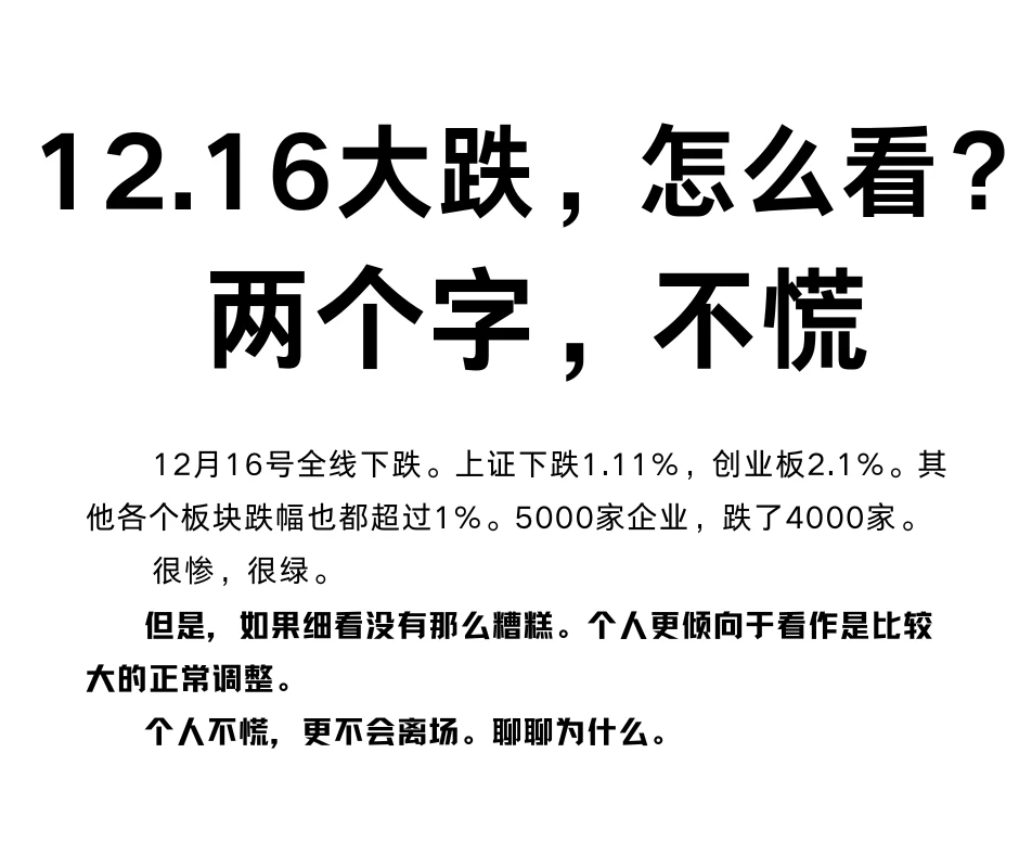 12.16大跌，怎么看？两个字，不慌