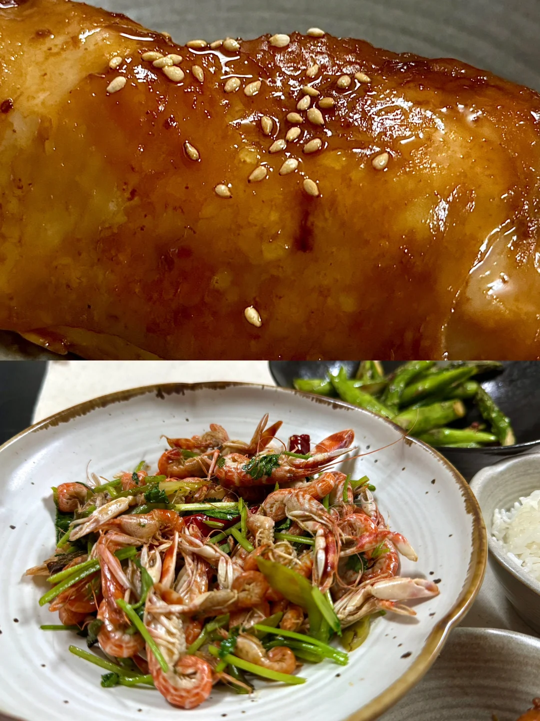 简单吃点🥢｜酱鸡腿🍗辣炒嘎巴虾🦐