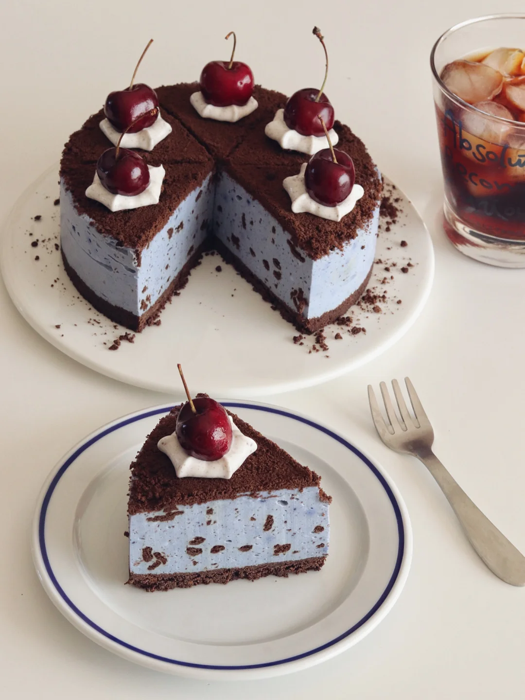 免烤箱0️⃣难度｜雾霾蓝奥利奥芝士蛋糕🍰