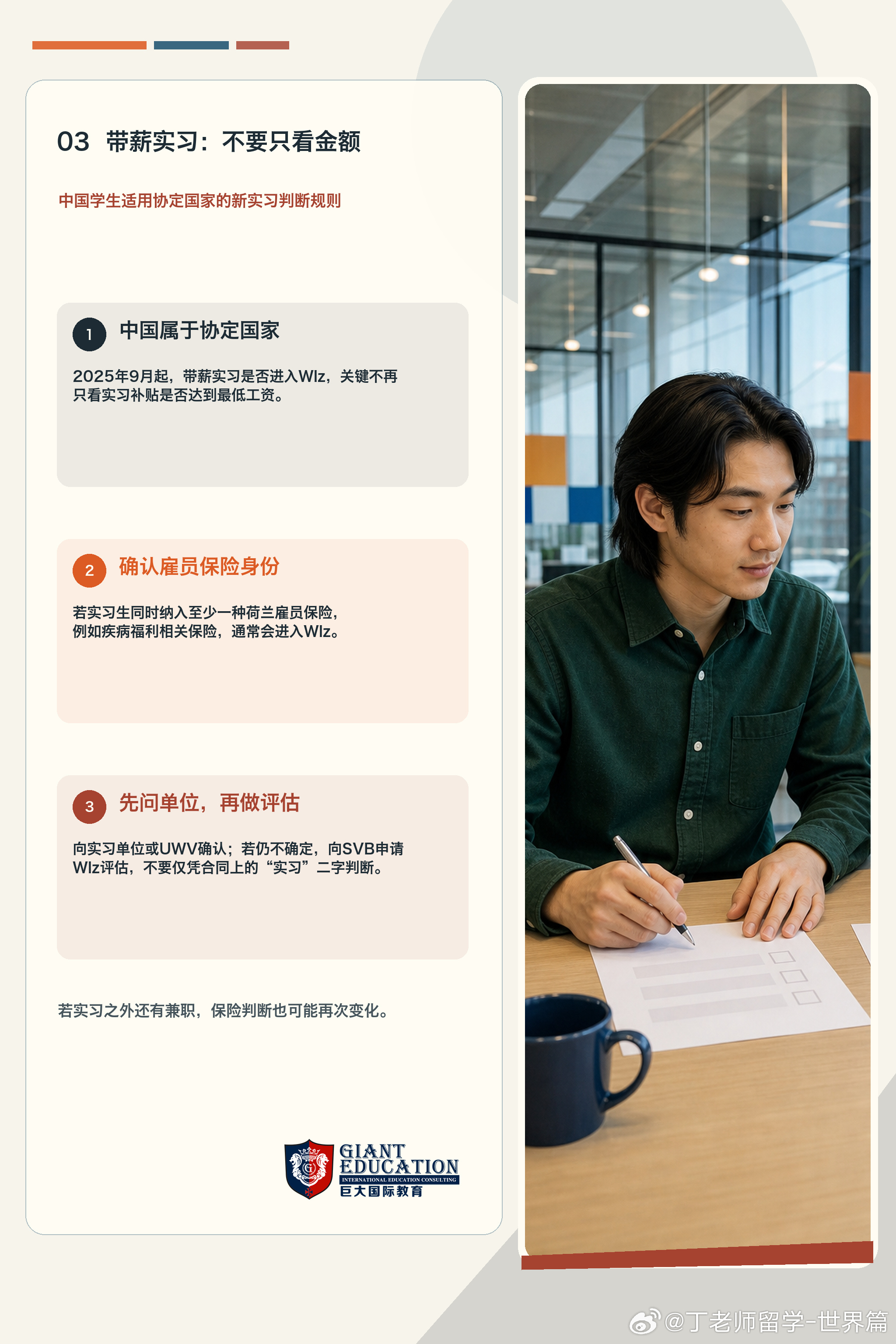 荷兰留学生必须买哪种医疗保险？

到了荷兰就买当地基础险？
不一定。

真正的判断关键是：
你现在只有学习，
还是已经开始兼职或带薪实习。

🏫 只有学习
仅因学习来到荷兰，
通常不属于Wlz强制保险范围，
也通常不能购买荷兰公共基础医疗保险。
应确认中国原有保险是否覆盖在荷就医；
不足时，可选 ​
