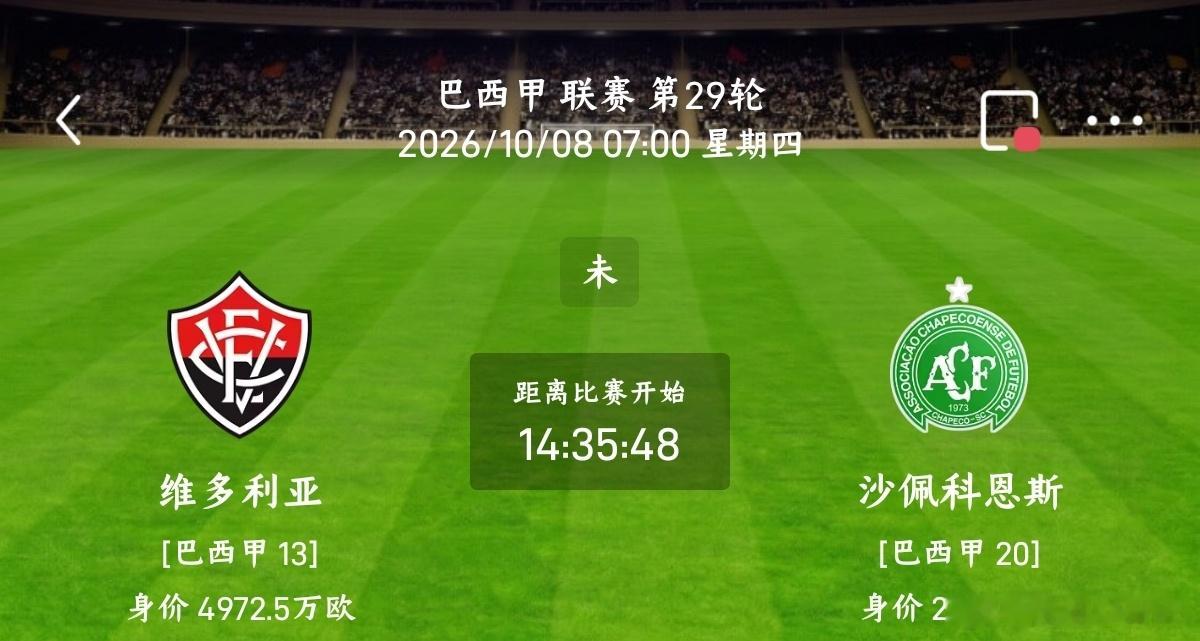维多利亚vs沙佩科恩斯005巴甲方向：主胜年龄：1:1 1:0 2:1进⚽数：2 1 3维多利亚优势：主场是维多利亚最大底气，主场拿分能力远好于客场。硬实力、阵容上限高于垫底的沙佩科。短板很突出，大面积伤病侵袭，中场核心伤缺，攻防衔接受损，近期联赛胜率偏低，进攻把握机会能力差，攻坚比较吃力。球队不会无脑高压，耐心拉扯对手密集防线，等待对手失误。但如果久攻不下，身后会暴露空当，给到沙佩科反击机会。沙佩科的机会与难题：沙佩科虽然排名垫底，但近期连续有拿分表现，具备一定抵抗能力。客场作战，首要目标就是少丢球，争取带走一分。不过客场战力孱弱，多名主力伤停，进攻端缺少稳定终结点，反击只能零星制造威胁。如果上半场顶住主队攻势，有望守住平局；一旦率先丢球，进攻人手不足，很难组织有效反扑。足球预测足球第一课