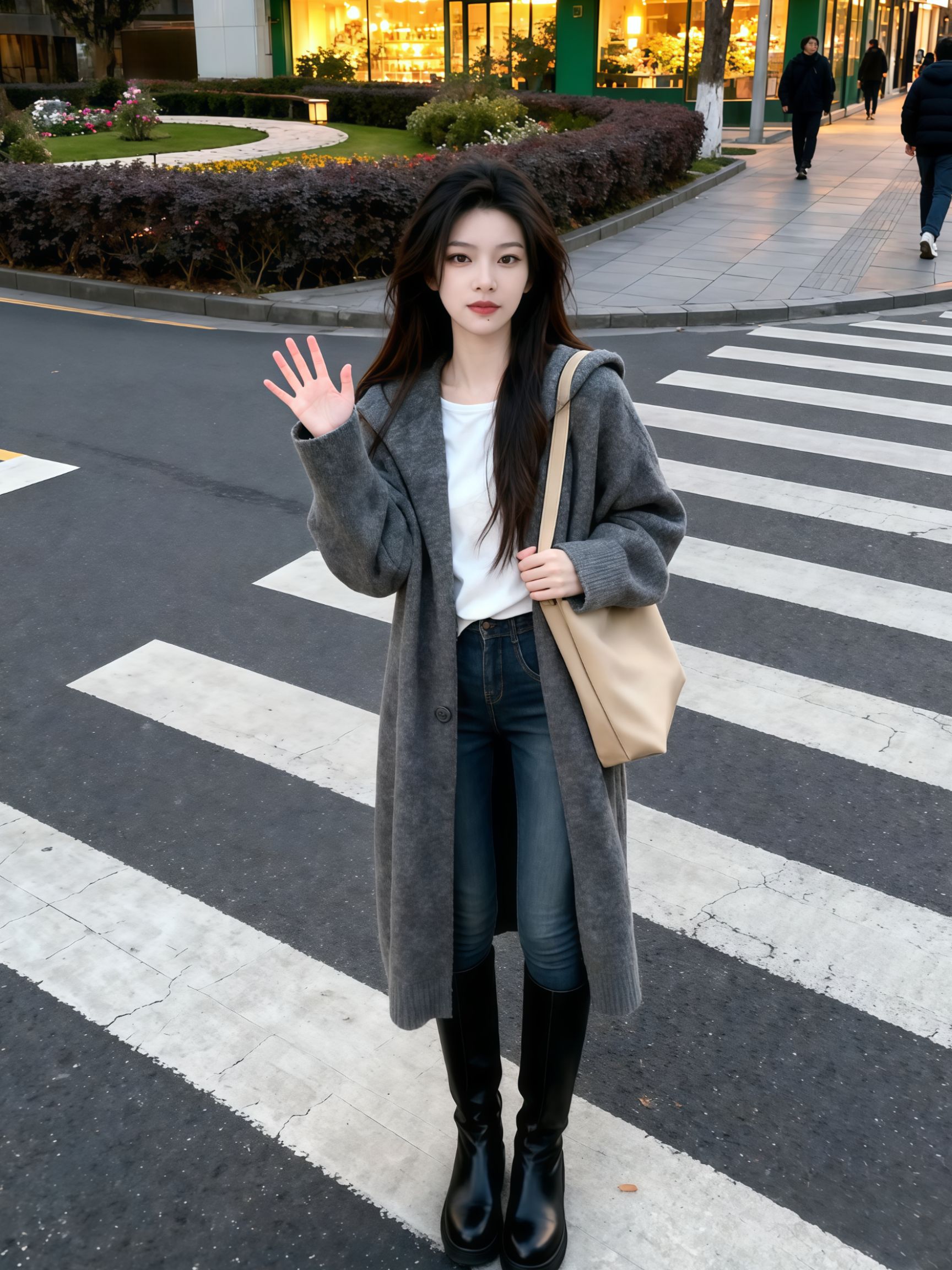 长款针织外套一穿，走路带风气场全开，韩系小姐姐即视感！