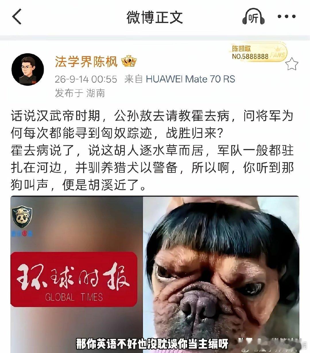 #胡锡进遭十问#  陈枫老师对他准确评价[doge] ​