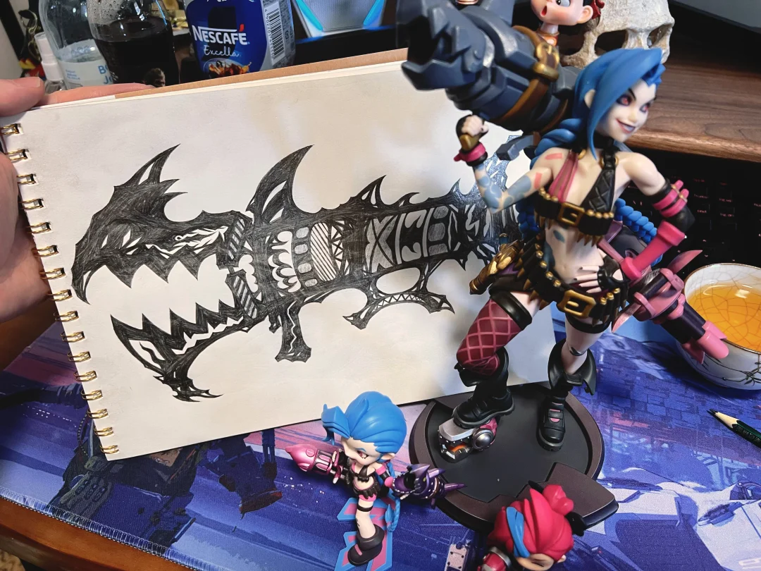 画了一上午，金克丝鱼骨头发射器【末日丧尸狂战爆改版】还行吧？