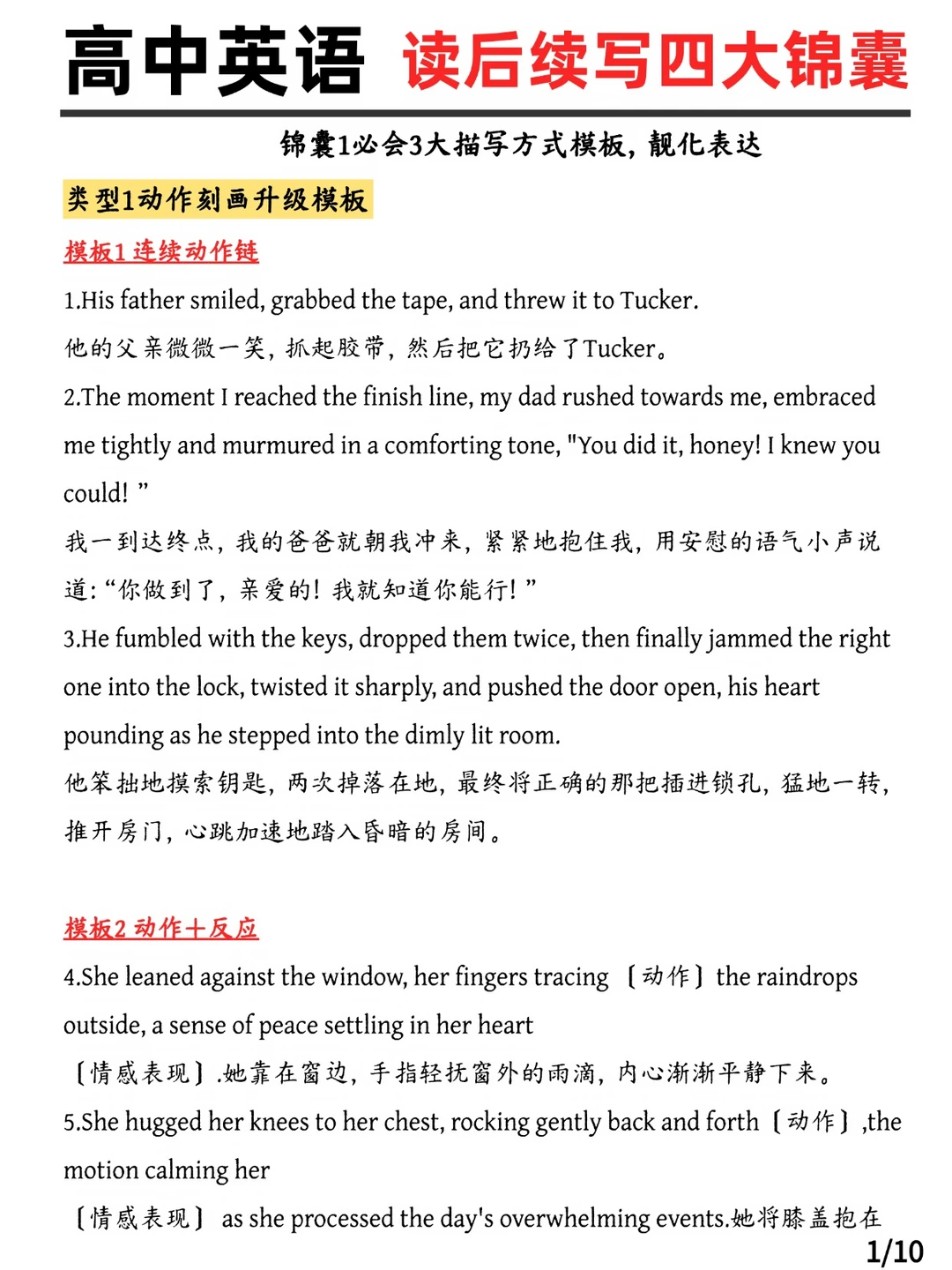 高中英语 读后续写四大锦囊