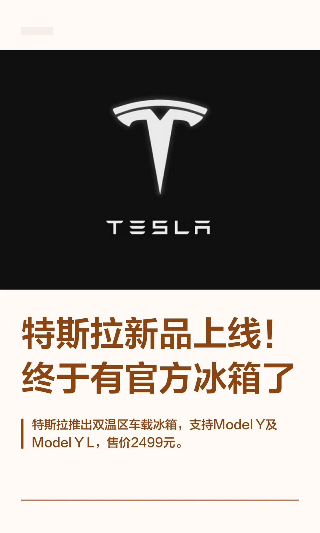 特斯拉新品上线！终于有官方冰箱了
