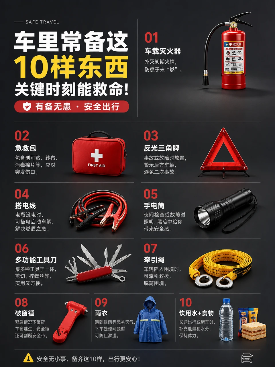 车里常备这10样，关键时刻能救命！