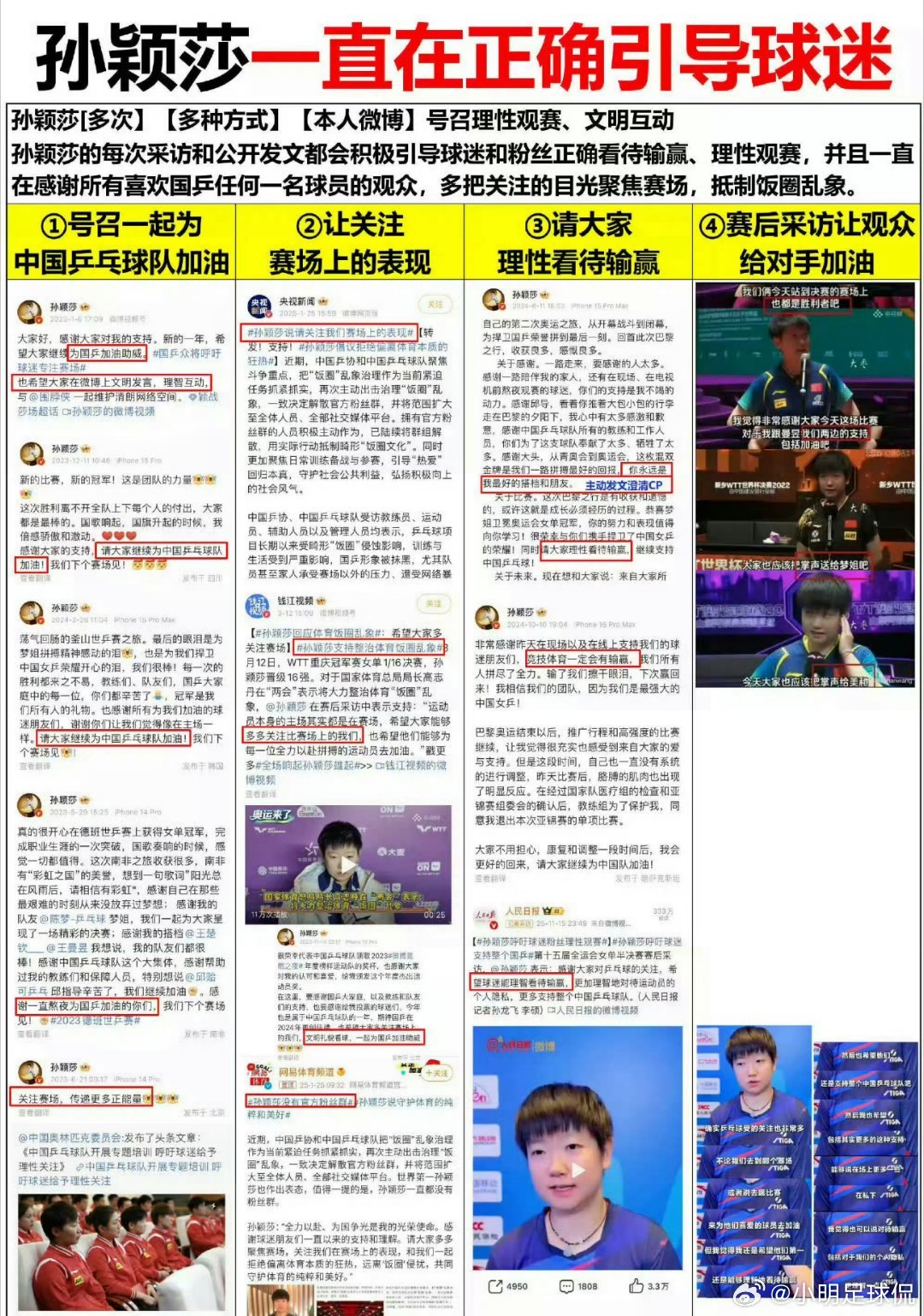 拒绝生日应援，拒绝饭圈化包装。孙颖莎的表态，是运动员的本心。不必花费精力在场外造势，安静观赛，就是最真诚的支持。 ​