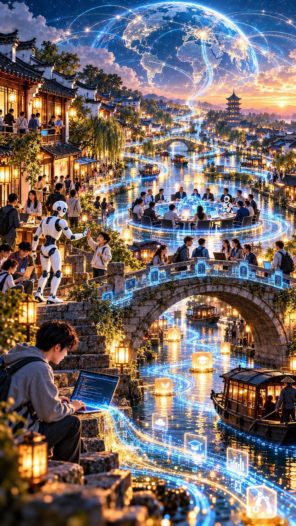#全世界都知道中国人放假了#一行代码，可以汇成一条数字长河；一座小桥，可以连接一个更大的世界。当千年水乡遇见人工智能，当开源成为共同语言，乌镇的故事也有了新的打开方式。从一场对话到一次共创，从一个灵感到万千可能——开源开放，共建共享。这个11月，让世界再次从乌镇出发，看见一个彼此连接 ​