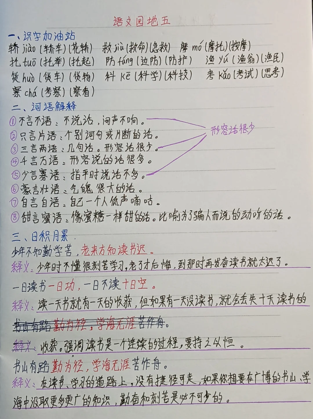 二上语文《语文园地五》知识点总结