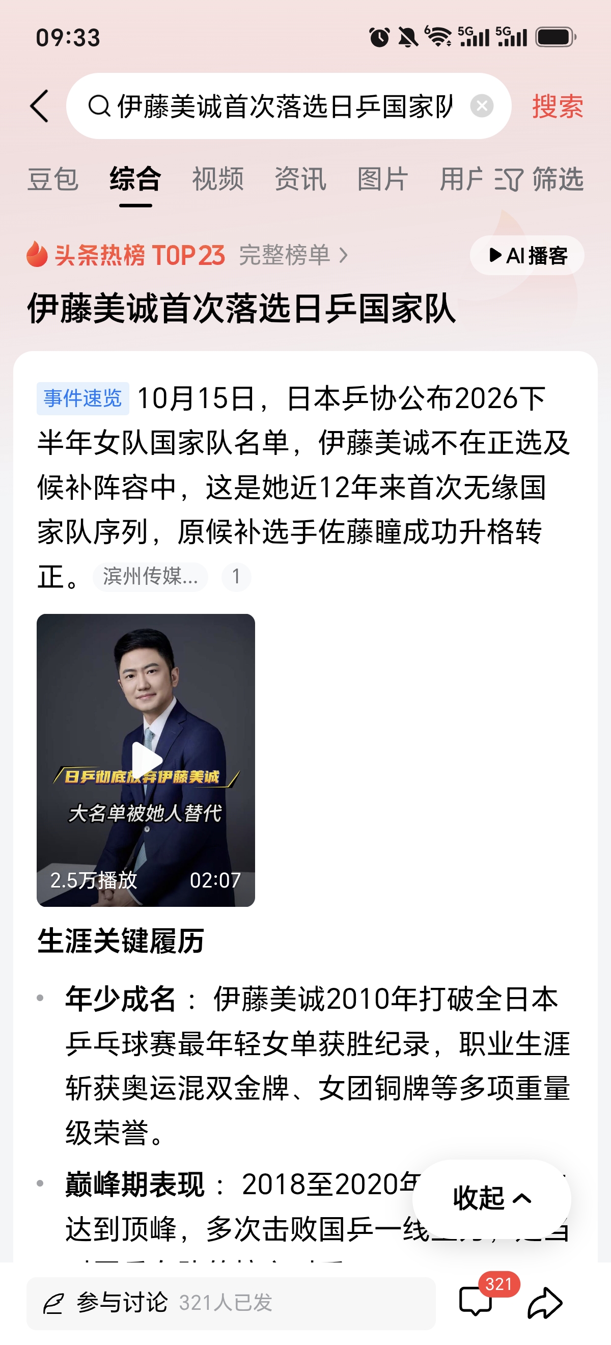 伊藤美诚落选国家队，不意外。
        一是伊藤美诚长期与日乒关系不好，人所共知；二是其运动成绩下落速度较快，张怡宁早已对她的打法做出判断，断定其20多岁后就不行了；三是日乒的习惯做法就是狂推新人，不像国乒相对稳定。
        看不到伊藤美诚比赛还挺遗憾的，她那奇怪的发球姿势想想就好玩，