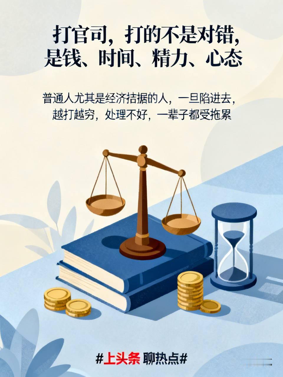 穷人千万不要随便打官司！血泪忠告🔥
 
法官感慨：大部分人一辈子遇不到一场官司，我被动卷入好几起。
民法典七篇亲身踩过五篇，连带公司法纠纷，案子至今还没打完。
 
跑法院跑多了法官都认得我，但其中苦楚只有自己懂。
 
打官司，打的不是对错，是钱、时间、精力、心态。
普通人尤其是经济