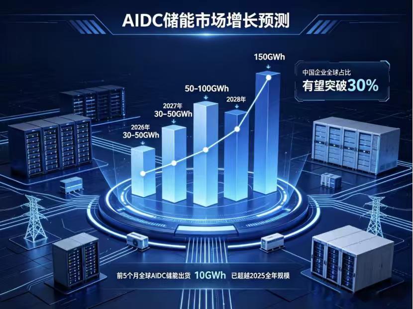 AI耗电太猛，储能找到新金主1GW算力基础设施年均耗电约7000GWh——这个数字刚在第十一届储能西部论坛上公布，直接说明了AI有多能吃电。更关键的是，储能正从可选备电变成智算中心的刚性需求。行业预判，2026年AIDC相关储能订单将释放30-50个GWh，2027年达50-100个GWh，2028年整体市场规模攀升至150个GW ​