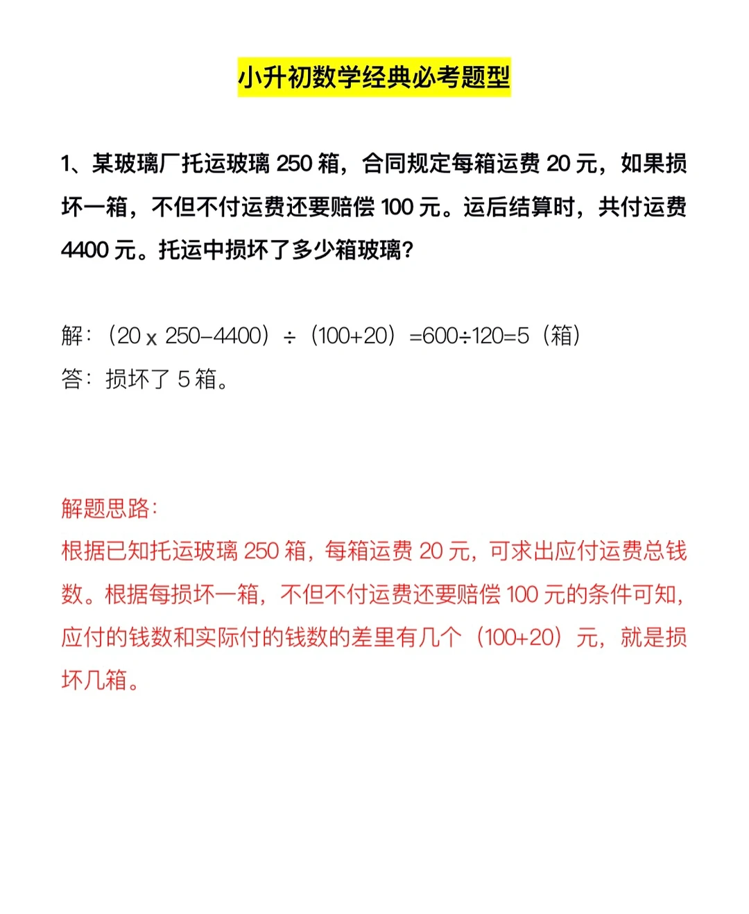 小升初数学，经典必考题型‼️