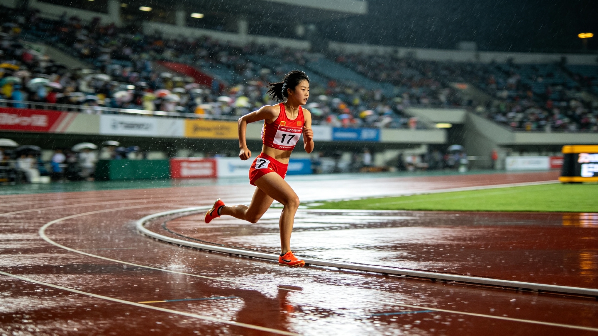 22秒93！17岁陈妤颉雨中摘银，一战封神！一金一银惊艳整个亚洲
 
当地时间9月27日晚，名古屋亚运会田径赛场迎来万众瞩目的女子200米决赛。雨夜赛道、灯光璀璨，压力拉满，17岁中国短跑天才陈妤颉再度登场，最终跑出22秒93的出色成绩，斩获一枚宝贵银牌！
 
新加坡名将佩雷拉发挥稳定，以22秒78