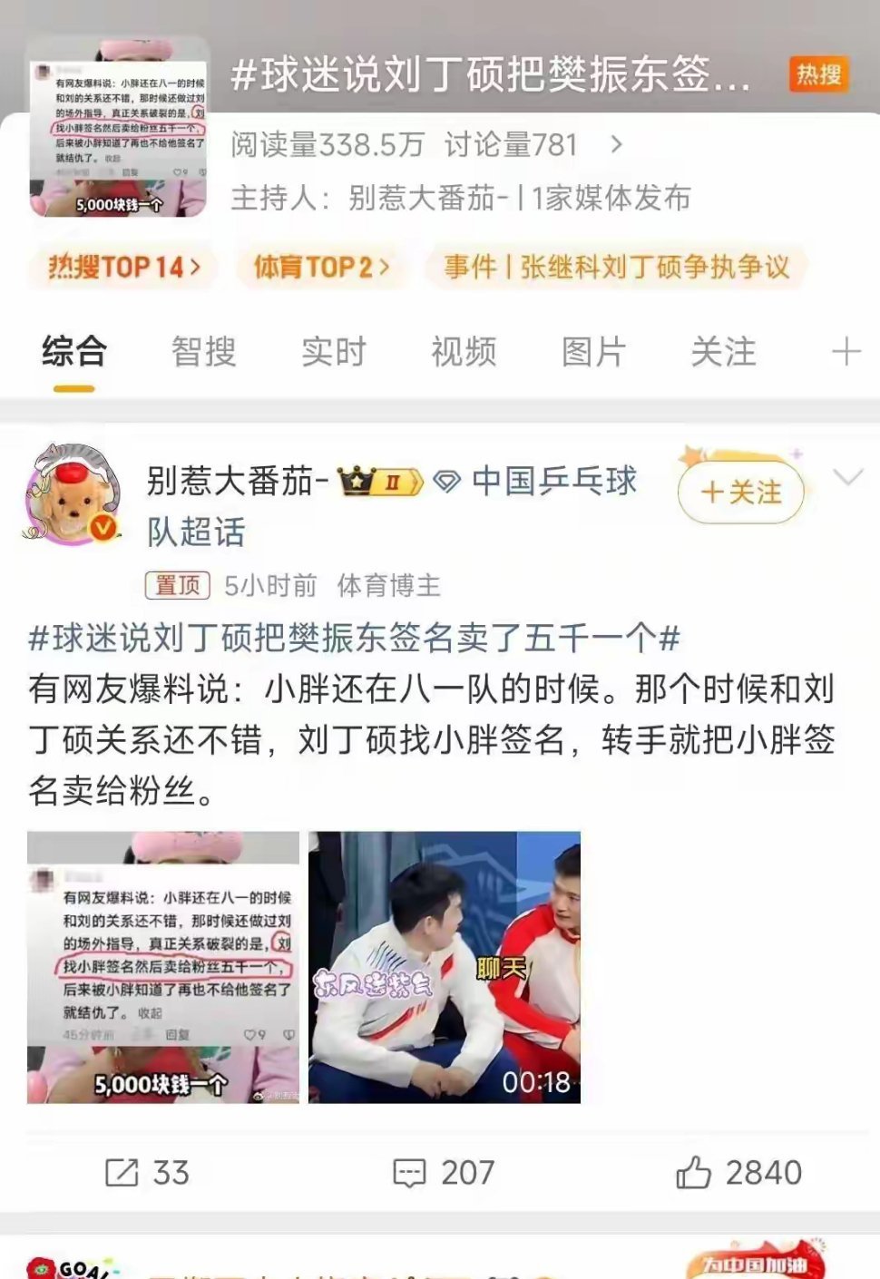 倒卖樊振东签名仅开胃菜？刘丁硕事件发酵！3桩恶心旧案被扒出 ​