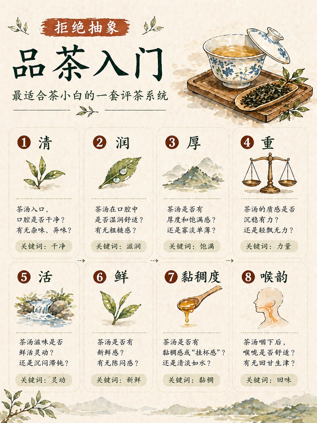拒绝抽象！品茶入门！适合茶小白的一套评茶