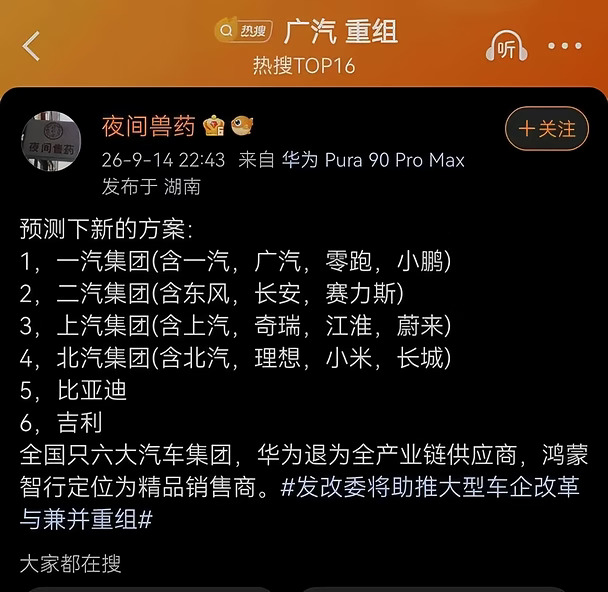 网友车企改革与兼并重组预测