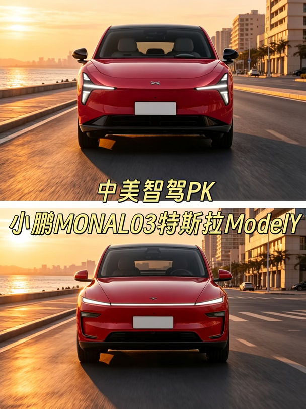 中美智驾PK 小鹏MONAL03特斯拉ModelY