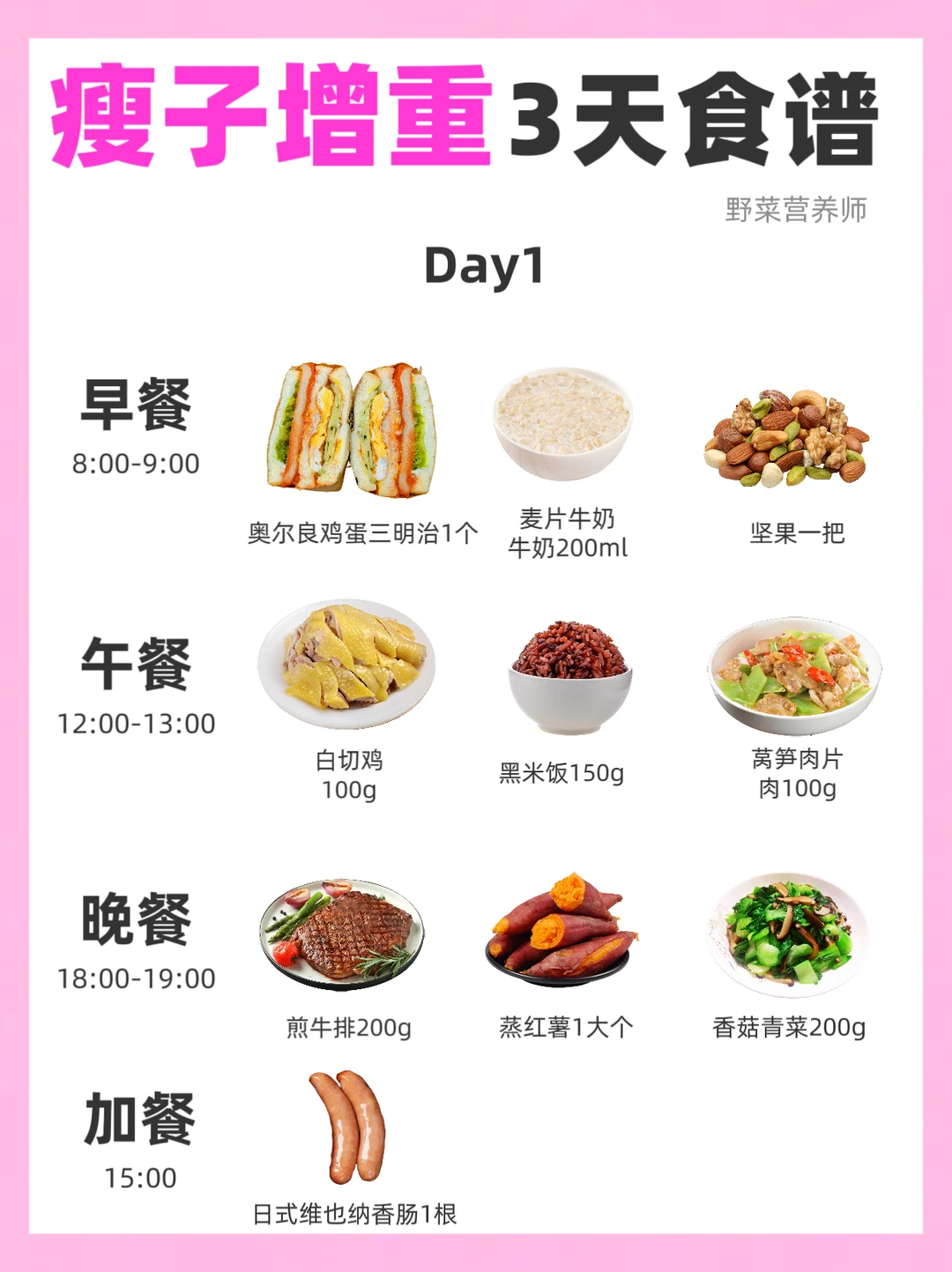 瘦子增重3️⃣天食谱🔥需要自取