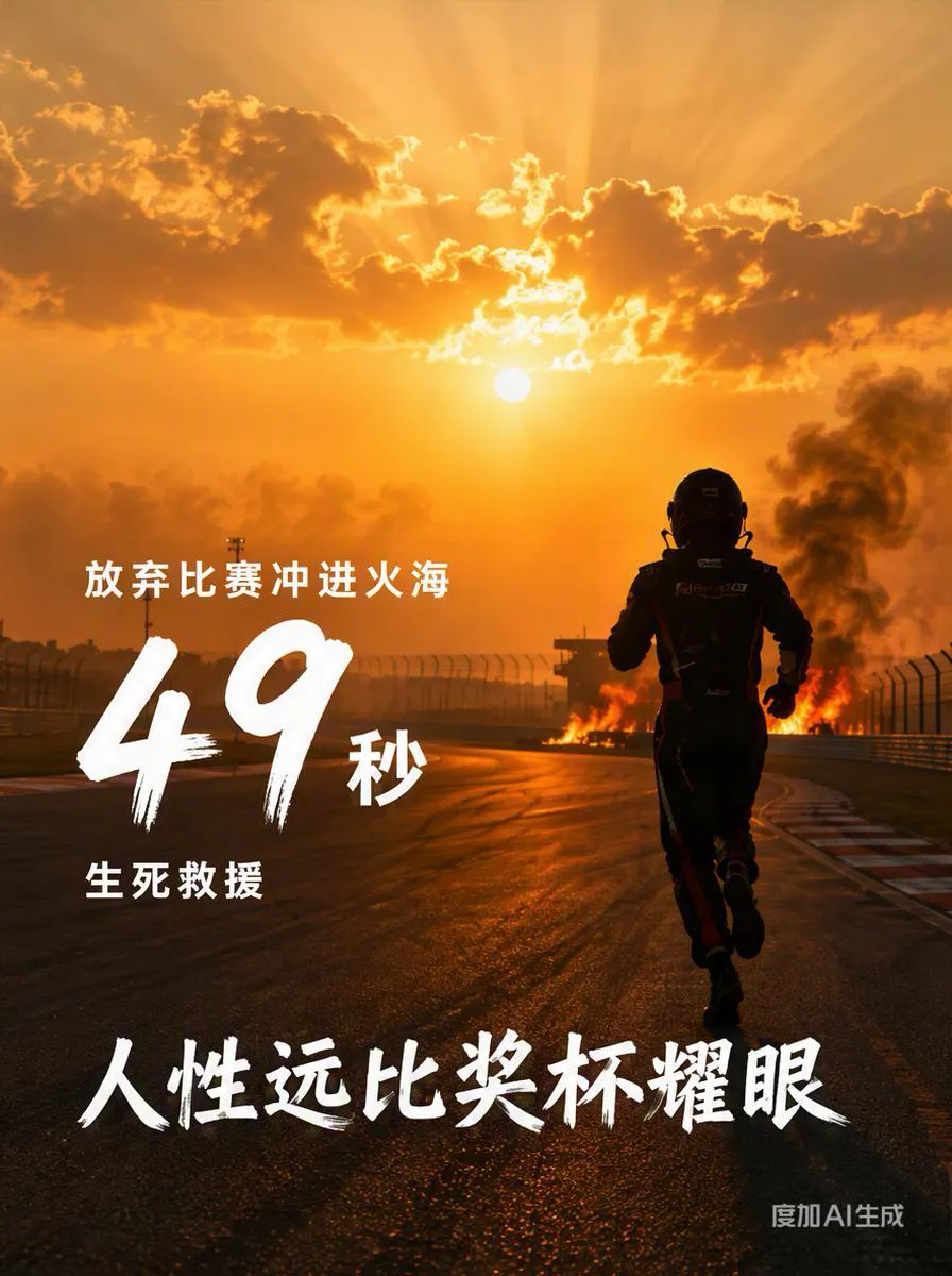 赛道之上，人性远比奖杯耀眼

2026年9月5日，China GT上海站第7圈，14号弯道突发三车高速碰撞，91号赛车瞬间起火，车手奥利·米尔罗伊被困燃烧的座舱动弹不得。生死关头，后方驶来的79号车手、23岁的荷兰人洛克·哈托格果断刹车停车，放弃比赛，第一个冲向火海。第一次靠近被高温逼退，他四处寻找