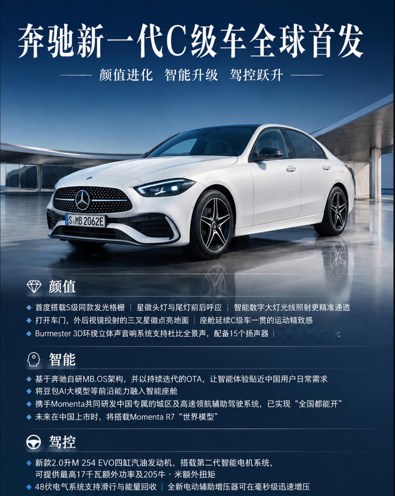 奔驰官方宣布全新一代C级全球首发，号称"史上最全面升级"。外观首上S级...