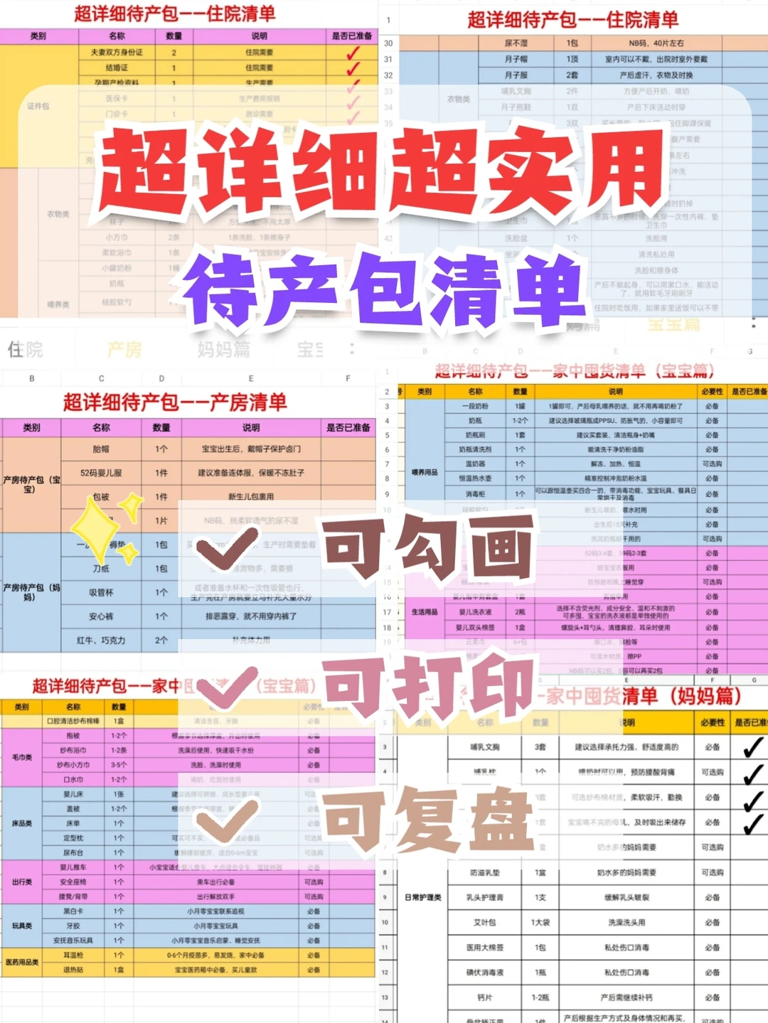 🔥史上超齐全超详细待产包！可下载打印