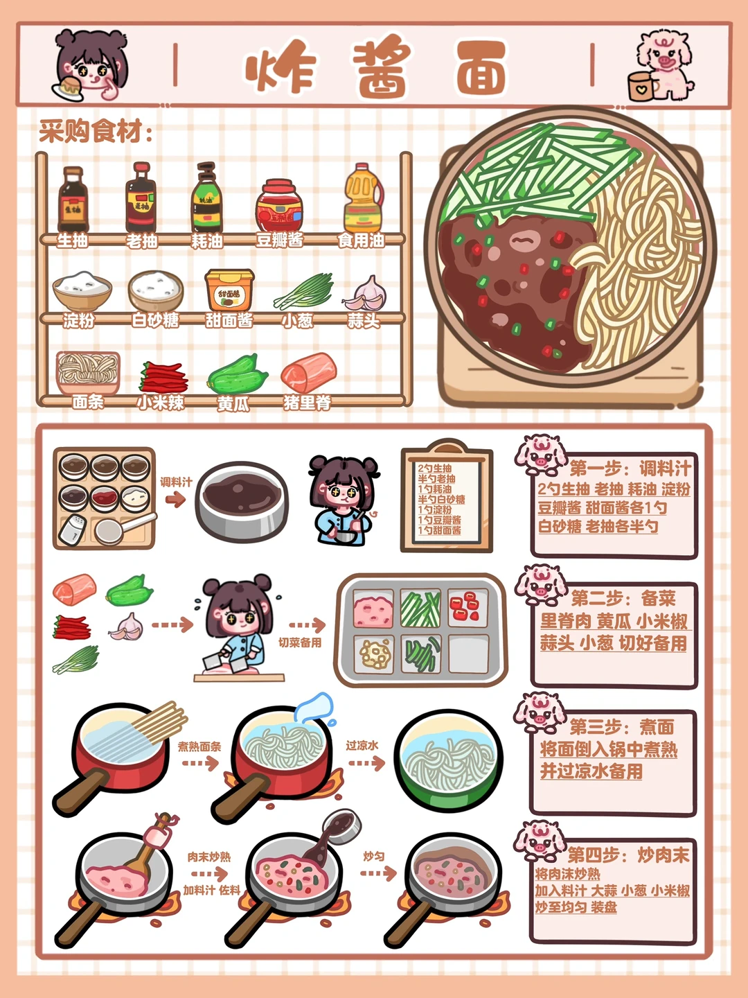 手绘食谱🍜｜满口酱料😋吸溜吸溜 好吃到舔盘