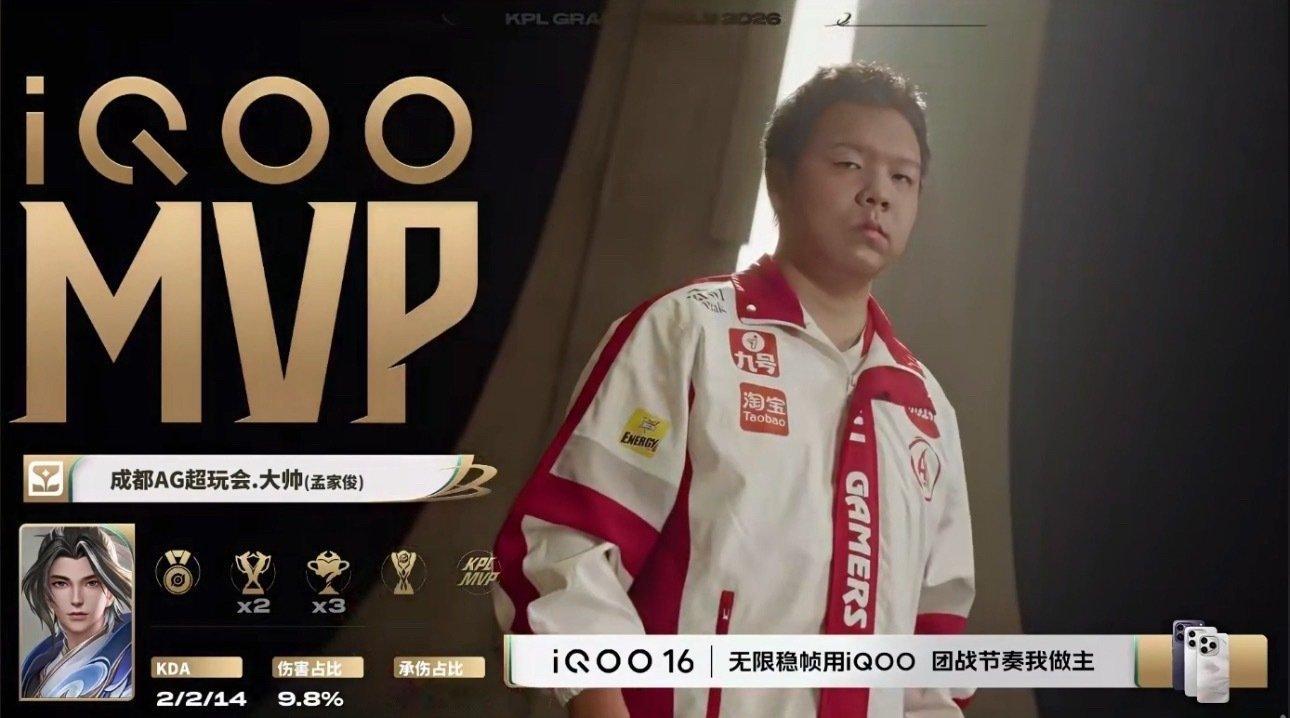 恭喜赵怀真一力破万法，关键开团，斩获本局MVP！

#大帅赵怀真获MVP# ​