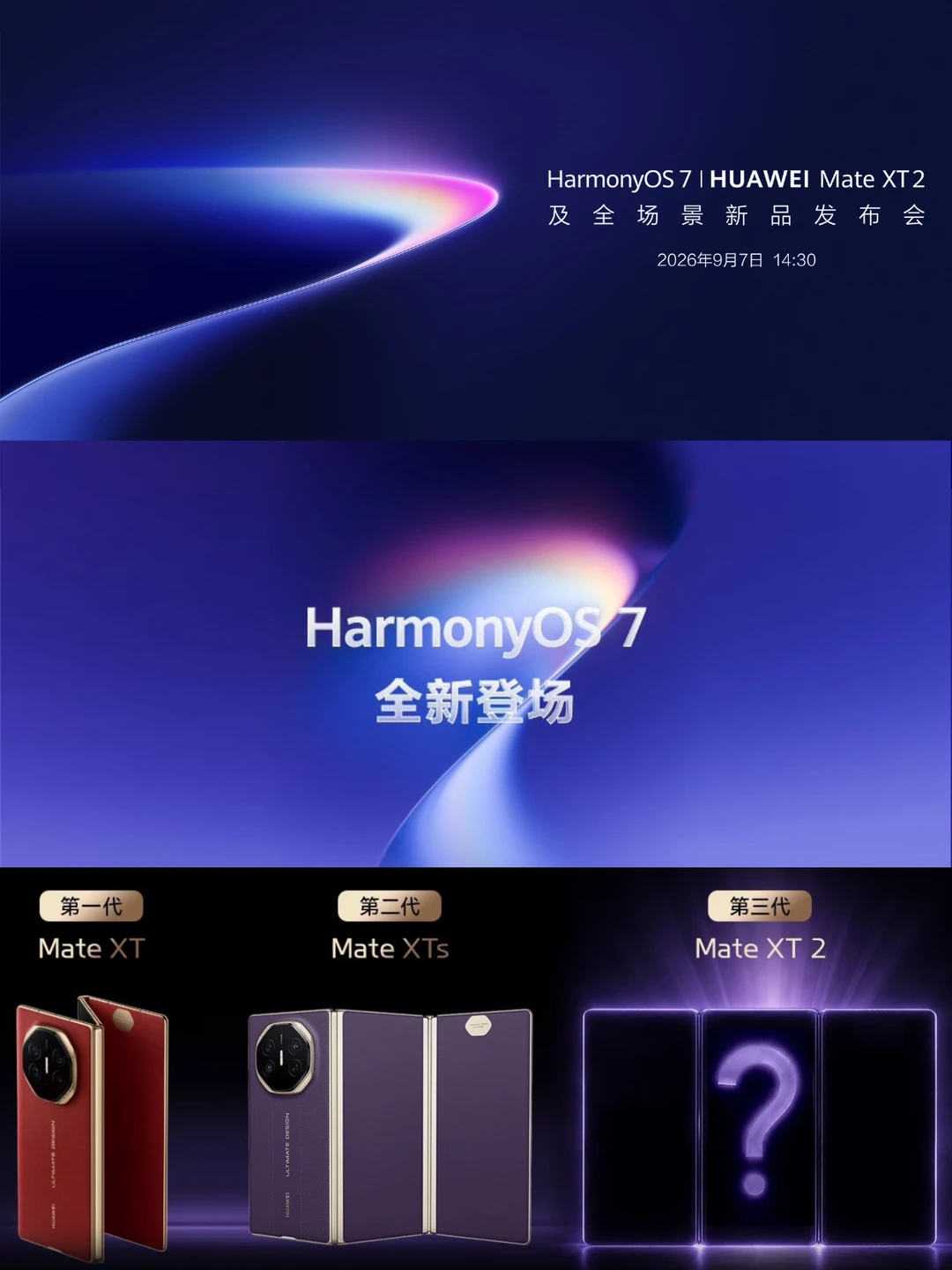 华为新一代三折叠官宣，发布会看点很多