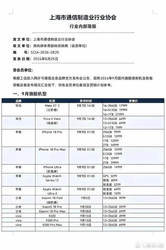 网传的各大新机内存组合和售价，就当是个消息看看得了，内存涨这么狠，1T...