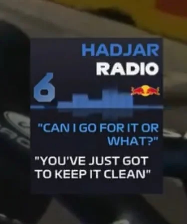 哈贾尔：我能超越他（维斯塔潘）嘛？
车队：“干净一点”[doge]
#F1 #2