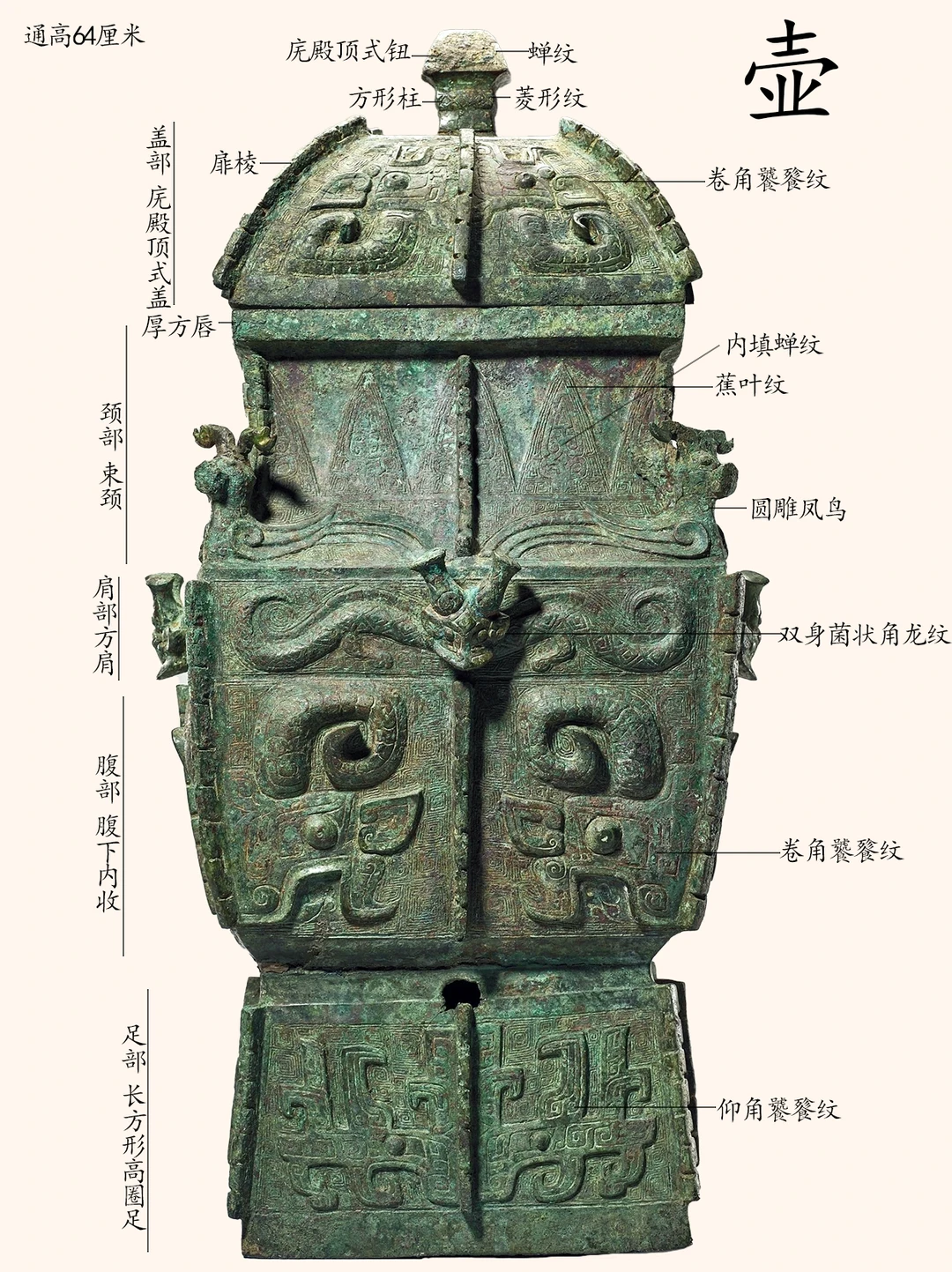 商晚饕餮纹方壶社科院考古研究所藏