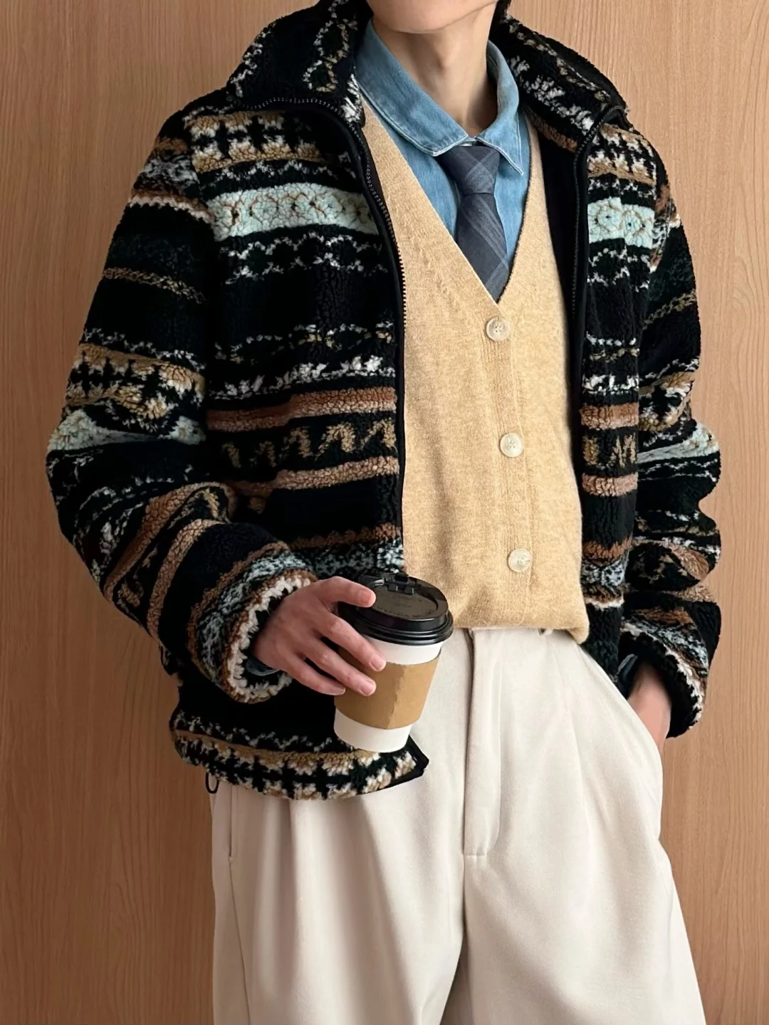 当我拥有了一件复古花纹摇粒绒外套