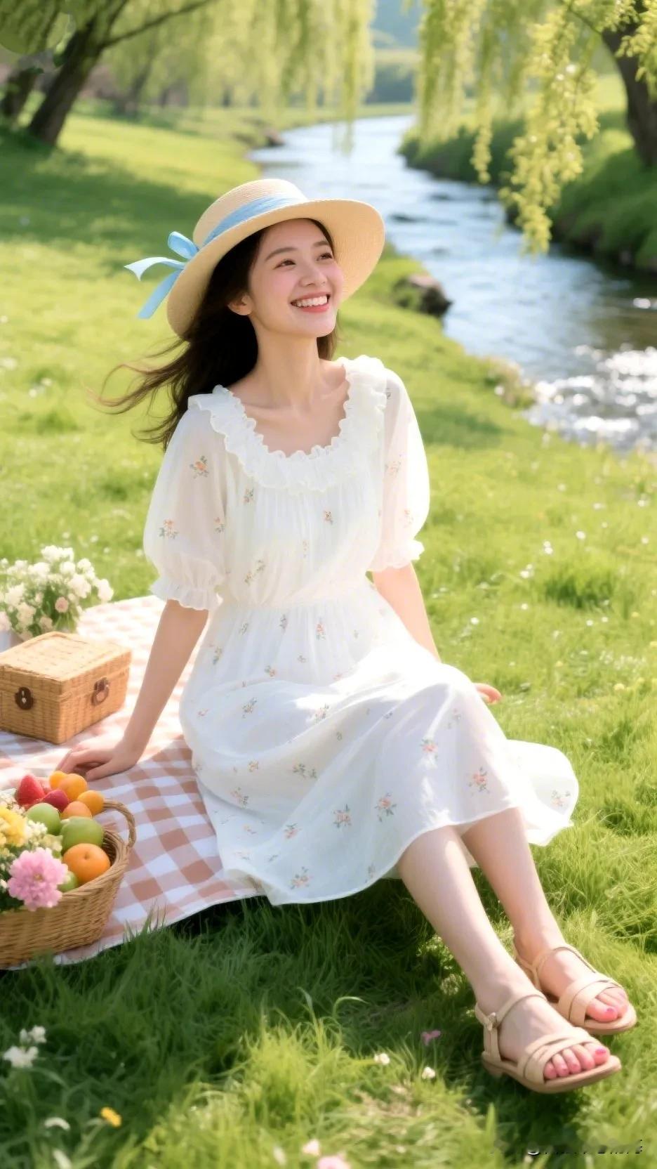 美女野外踏青高清写真[烟花][烟花]           阳光正好，镜...