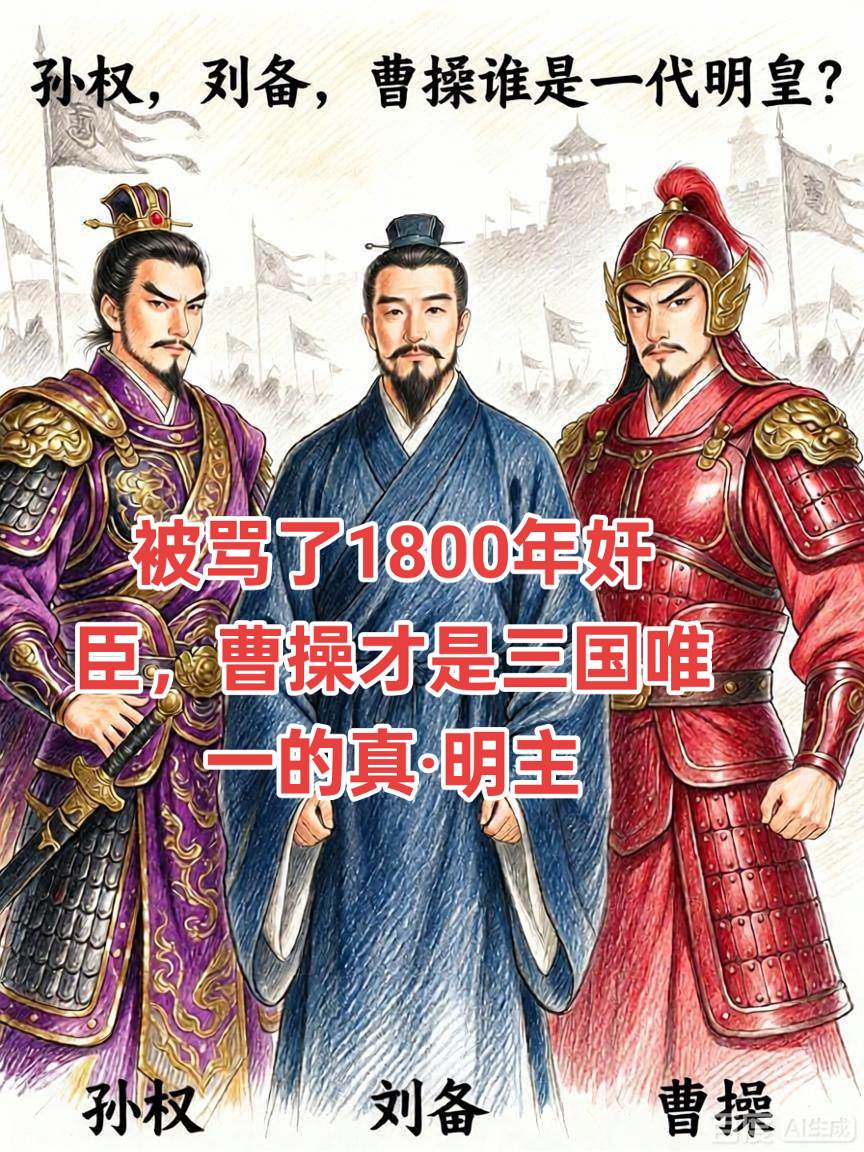 三国三大创一代：谁才是真正的明主？被演义骗了千年的真相
 
如果把三国看成一场创业大赛，曹操、刘备、孙权这三位“创一代”，谁才是真正配得上“明主”称号的人？
 
答案其实藏在正史的字里行间，只是被后世的戏剧、演义给层层盖住了。
 
一、曹操：被“白脸”误读的用人天花板
 
很多人对曹操的印象，停留在