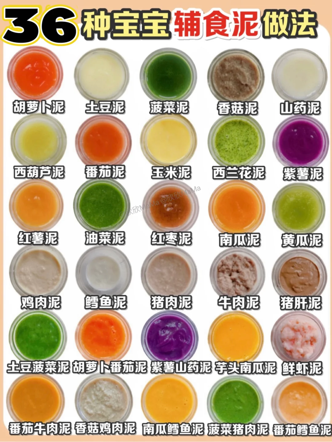 36款宝宝辅食泥｜辅食添加顺序大全｜附详细做