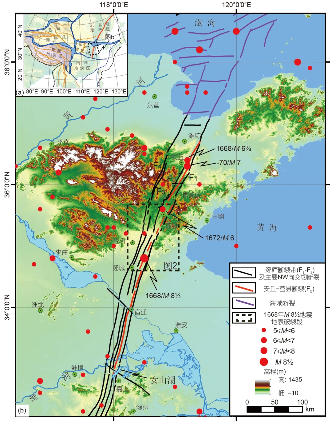 郯庐地震带强震反复的时间间隔