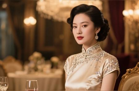 今晚的宴会真是太棒了，美女姐姐优雅地坐在椅子上，品尝着红酒，享受着这美好的时光！