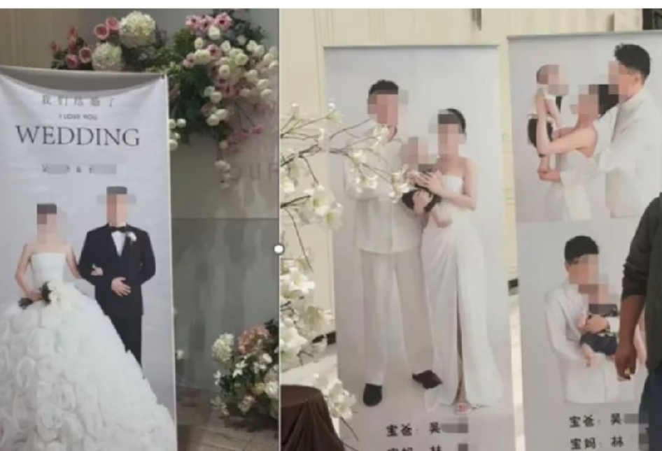 现实社会可比短剧还要狗血精彩！
贵州六盘水有位男子，
同一天，在同一家酒楼，
同时办婚礼，还顺带办了孩子的百日宴。
这事一传开，网上直接吵翻了天。楼上摆百日宴，楼下办婚宴，两边的海报上都明明白白印着同一个男人的名字，任谁撞见这场景都得当场发懵。
官方后续核实清楚了，根本不是网传的一男多妻。这名男子吴