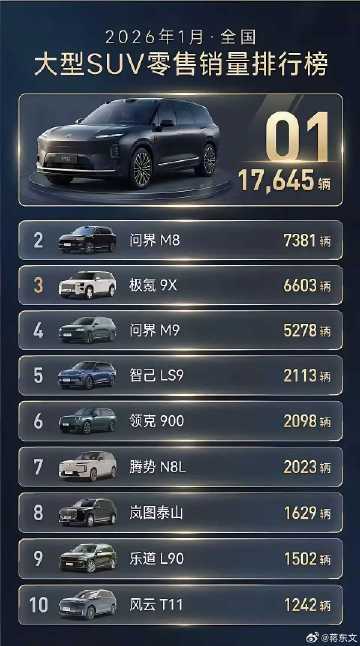 网友：大型SUV销量排行，你更喜欢哪个呢？