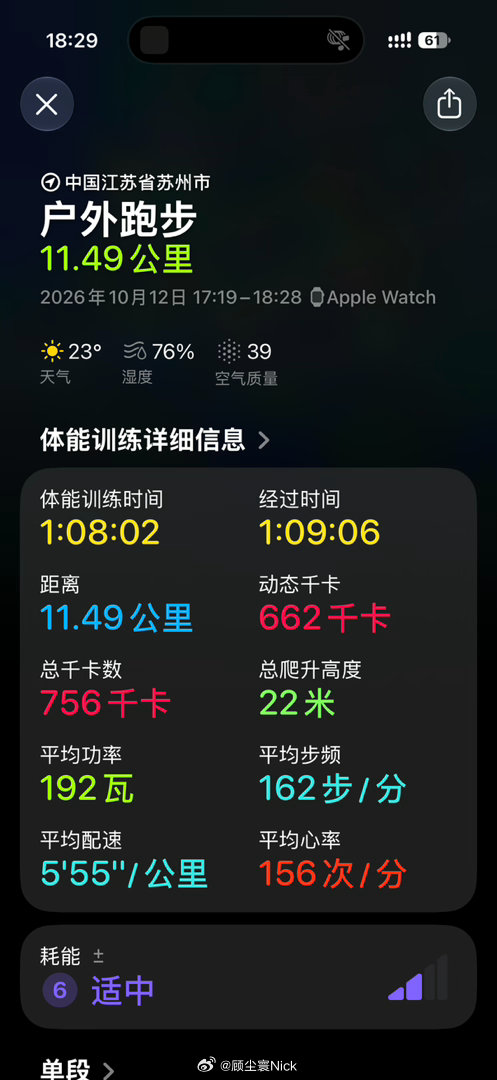 #跑步[超话]#  周一和周三跑步了，明明就隔了一天周一短袖短裤跑步还觉得很热，今天就觉得有点凉了，才跑了三公里就忽然觉得腰那边有点不舒服，不知道是不是冻到了….随着气温降低了些，空气中的桂花味道更浓郁了，真的很像，周五和周末下几场雨的话估计很快就该落没了，气温降低就是心率低，配速会提 ​
