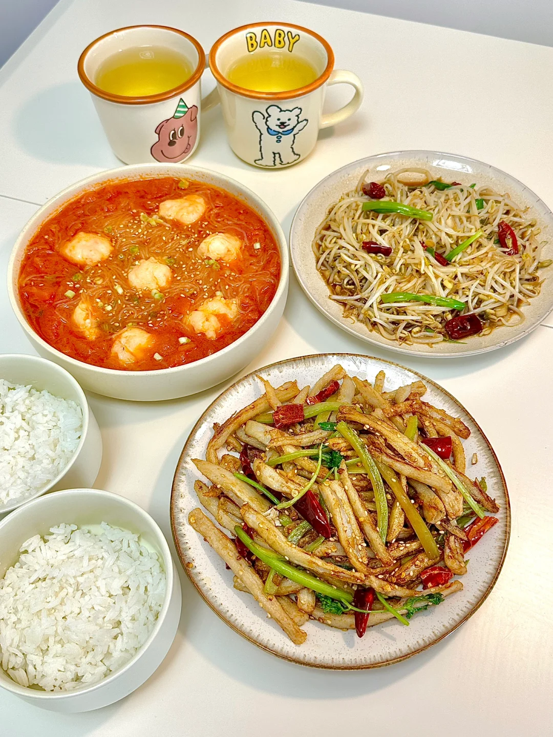 二人食｜干煸藕丝➕番茄虾滑粉丝汤🍤好好吃✨