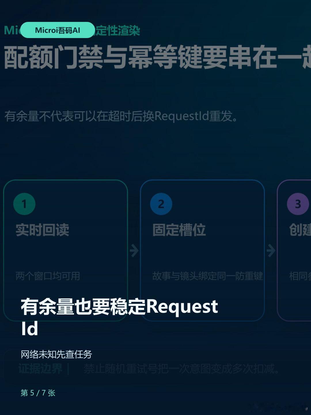 AI视频额度为什么不能靠浏览器本地计数？7张图卡讲清客户端减法、管理员只读、双窗口回读、稳定RequestId与结果未知防重。
#AI工程##视频生成##Microi吾码# ​